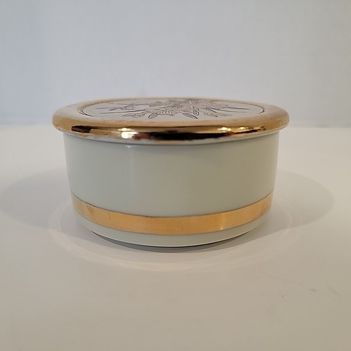 The Art of Chokin Japan Floral Deckel Porzellan Schmuckdose 24K Goldrand - Bild 5 von 11