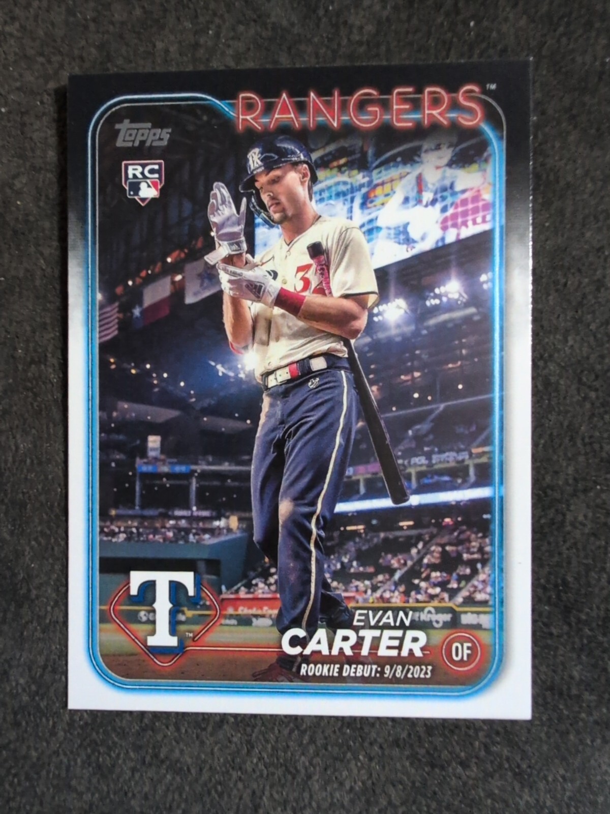 2024 Topps Update #US58 Evan Carter Rookie Debut Texas Rangers Baseball Card