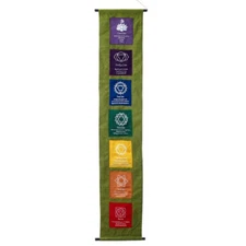 7 Chakra Meditation Wall Hanging Banner Tibetian Buddhist Healing Balance Olive