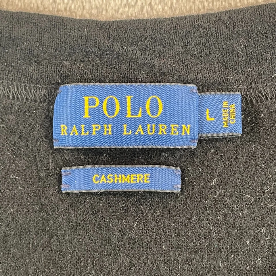 Camisa Polo Ralph Lauren Mujer Grande Negra Cachemira Gran Tamaño Crew Manga Corta Foto 2 de 4