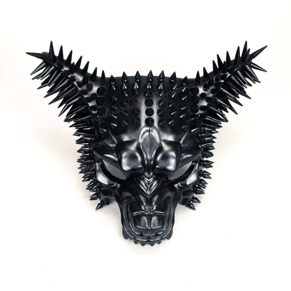 Black Wolf Steampunk Mask Spikes Animal Masquerade Costume Cosplay Party Mask - Image 2 of 4