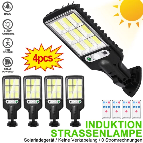 4er 6000W Solarleuchte mit Bewegungsmelder Außen Lampe Fluter LED Strahler Licht - Bild 5 von 14