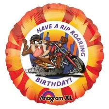 Taz Have a Rip Roaring Birthday 18" Balloon motorcycle chopper party foil mylar