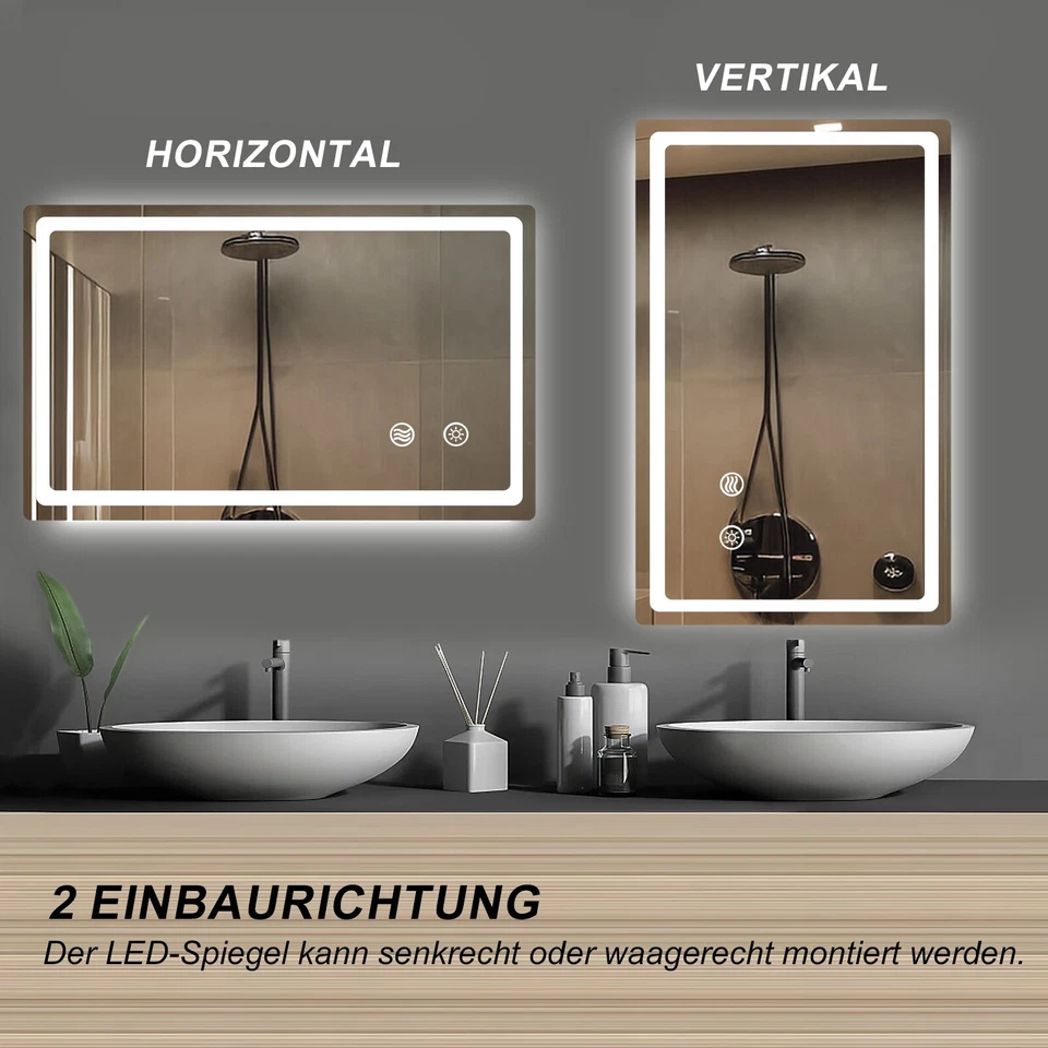 LED Badspiegel Badezimmerspiegel mit Beleuchtung Wandspiegel Lichtspiegel 60x80 - Bild 3 von 4
