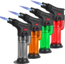 4 Pack Kitchen Blow Torch Butane Torch Lighter Jet Flame Refillable Portable