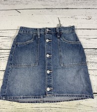 Old Navy Jean Skirt Button Front Light Wash Denim Girl's Size XL 14-16 EUC