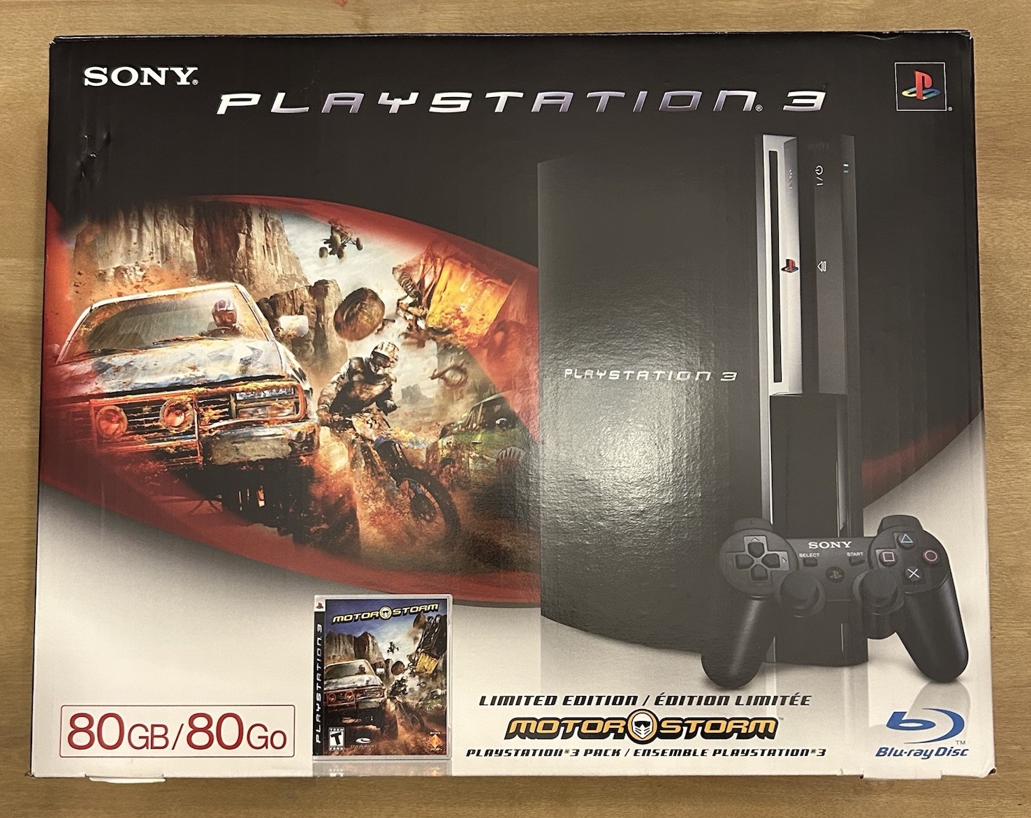 Sony PlayStation 3 MotorStorm 80GB Piano Black Limited Edition Box Only CLEAN