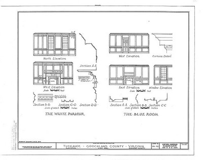 Photo:Tuckahoe Virginia White Parlor Blue Room House Elevations 1900s