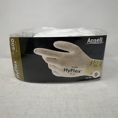Ansell Hyflex 11-600 Light Duty Nylon Industrial Gloves, Large (Sz 9), 12 Pairs