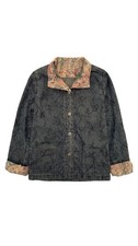Vintage Blue Denim Jacket W/floral Turn Up Cuffs-Embroidered All Over Design-16