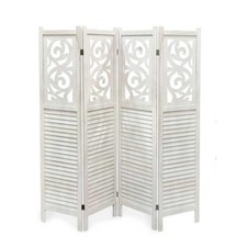 SEPARE CON 4 PANNELLI DA 40 CM IN LEGNO 160X170 CM COLORE BIANCO