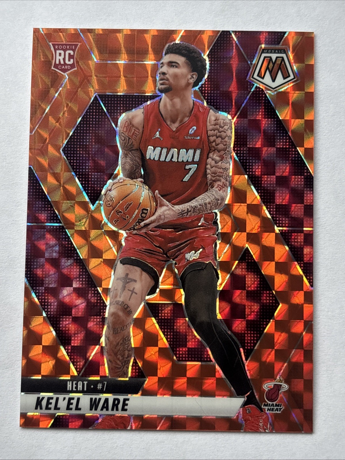 2024-25 Panini Mosaic Kel’El Ware Miami Heat Orange Prizm /249 RC Rookie #232