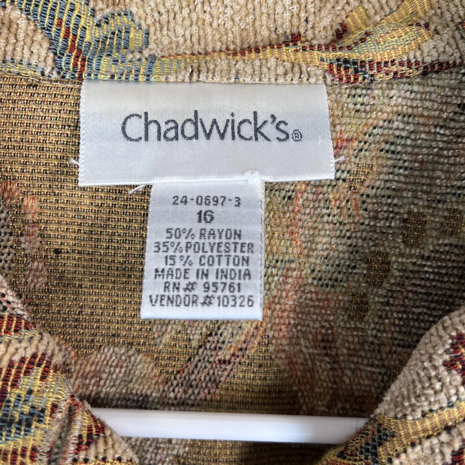 Chaqueta Chadwick's Mujer 16 Multicolor Tapiz Floral Boho Abrigo Abotonado Años 90 Foto 3 de 4