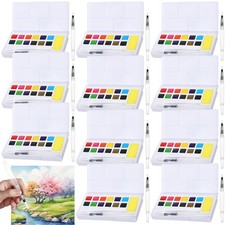 12 Pcs Travel Paint Set Portable Water Color Paint Kit with Water Brush Pocke...