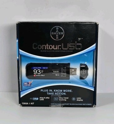 NIB Bayer Contour USB Blood Glucose Sugar Monitoring Testing System Ex 8/2016 