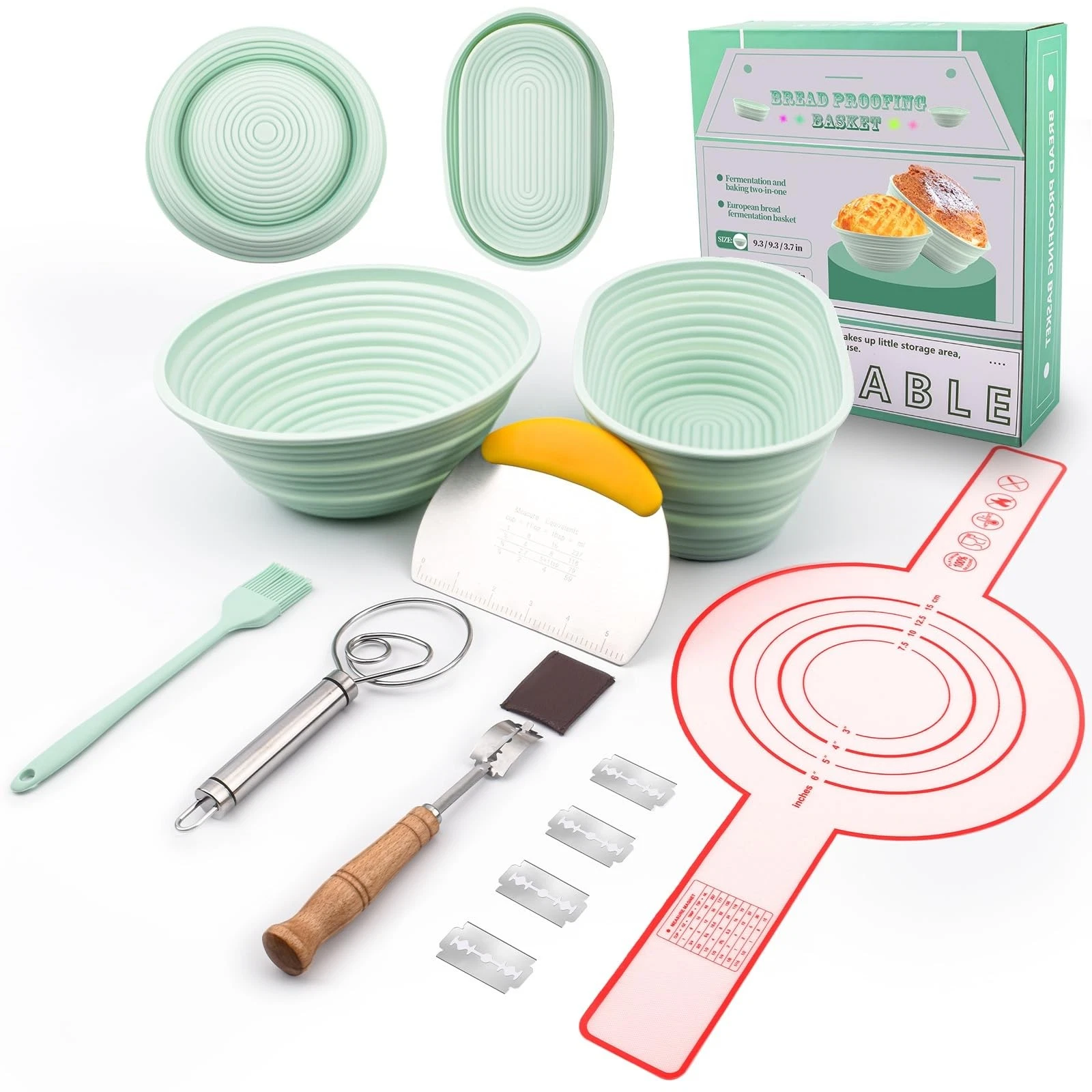Silicone Banneton Bread Proofing Basket Oval, Sourdough Starter Kit, Bread Ma...