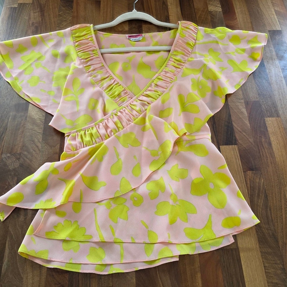 Kate Spade Ruffle Splash Pattern Wrap Blouse Size… - image 7