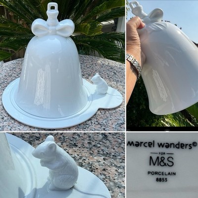 SELTENE Marks & Spencer MARCEL WANDERS KERAMIK WEISSE MAUS KÄSEKUPPELPLATTE 11''