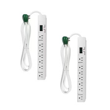 Gogreen Power G-17636-2 6 Ft. 14/3 7 Outlet Indoor Surge Protector, White, 2 P
