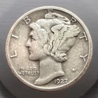 1927-D Mercury Silver Dime VF Details 3027
