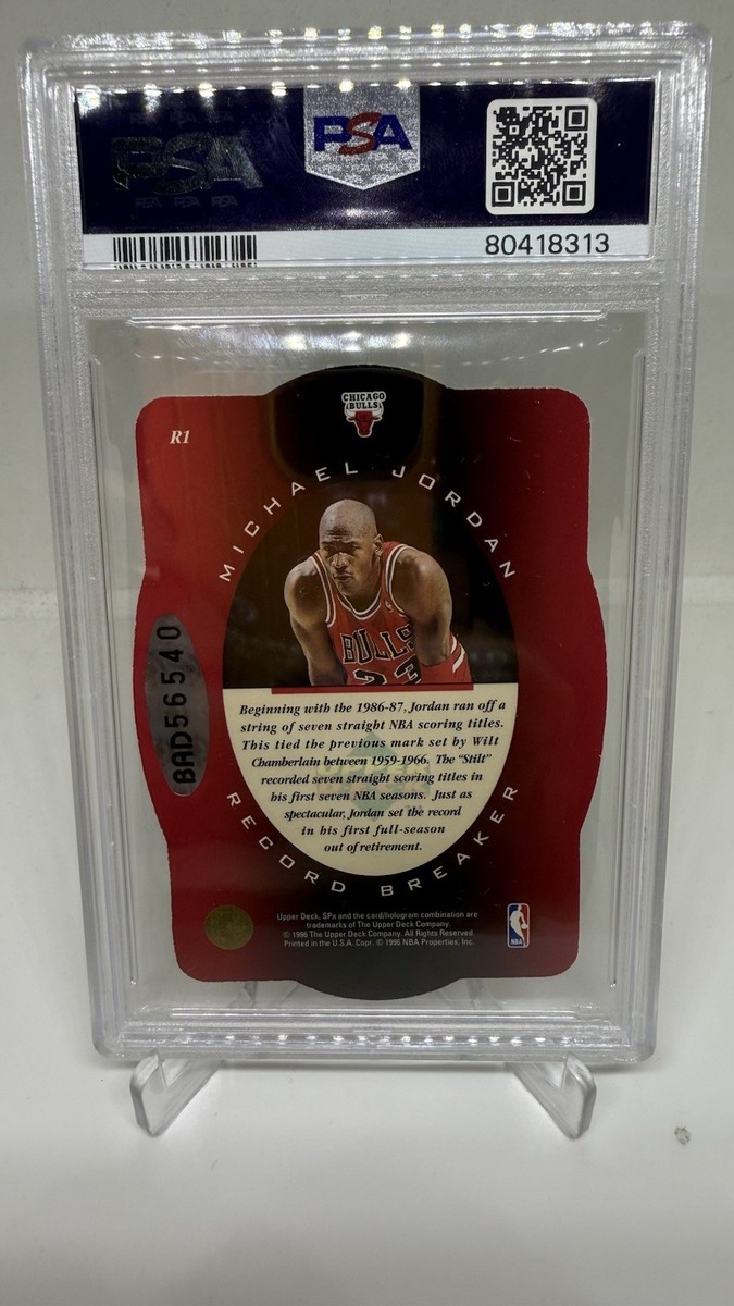 1996 UDA SPx RECORD BREAKER MICHAEL JORDAN R1 AUTOGRAPH /250 - PSA