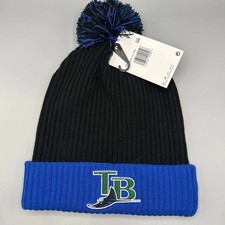 Tampa Bay Devil Rays x Nike Hat Men Blue Black Cuffed Beanie Pom Pom Cap New