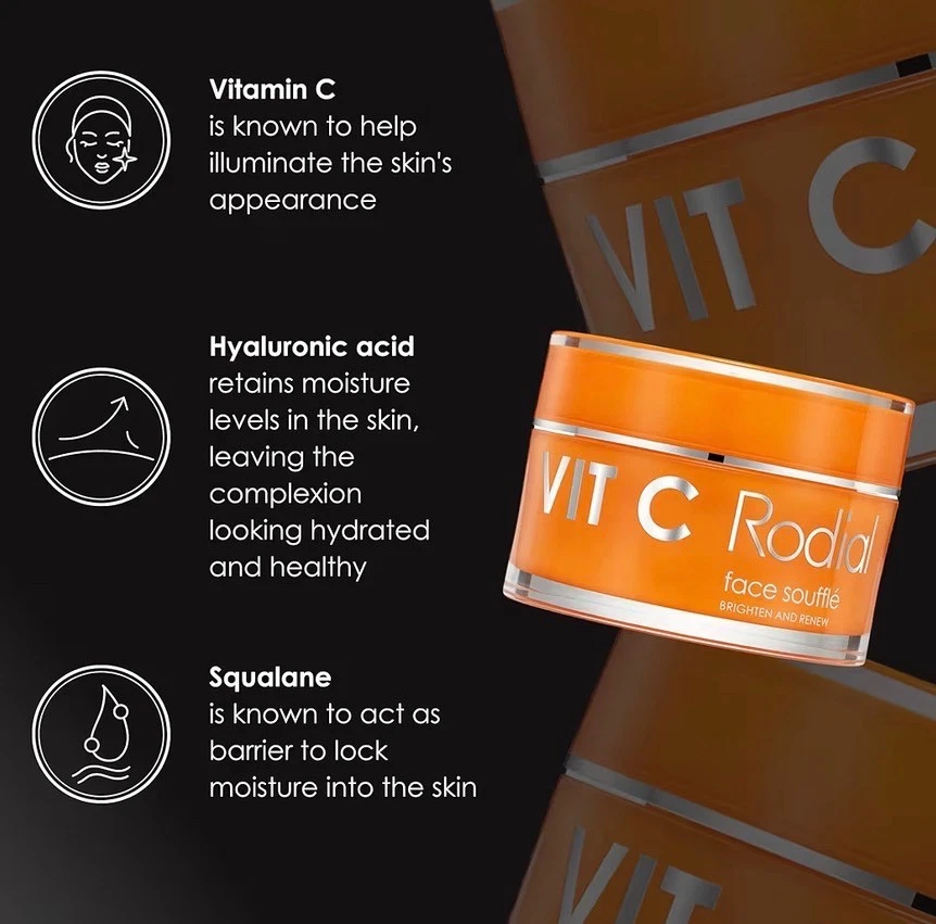 Crema facial Rodial Vit C souffle iluminar y renovar manteca de karité de escualano 50 ml/1,6 oz Foto 3 de 4