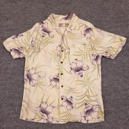 Caribbean Joe Hawaiian Shirt Mens S 100% Rayon Lightweight Knife Pleats Hibiscus