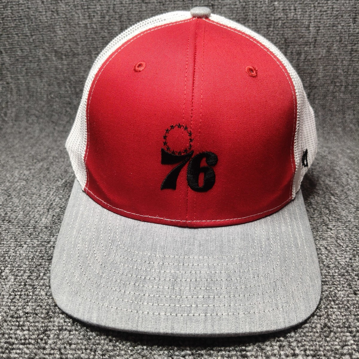'47 Brand Philadelphia 76ers NBA Trucker Hat Snapback Cap Red White Grey Flat Br