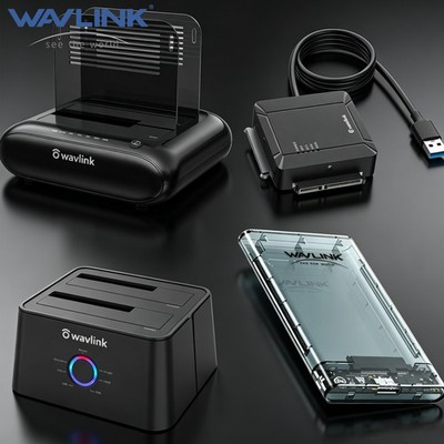 Wavlink External Hard Drive Enclosure Dual Bay Dock USB to SATA for 2.5/3.5''