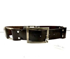 Vintage Black Leather Wide Waist Belt Joed Link Silver Silver Stud M 32 sq Rings