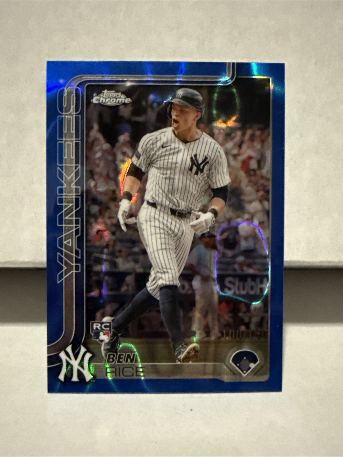 2025 Topps Chrome Ben Rice R/C #139 Blue Raywave Refractor /150