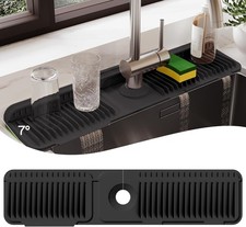 24 Inch Silicone Faucet Mat for Kitchen Sink Splash Guard   24" x 5.5", Black