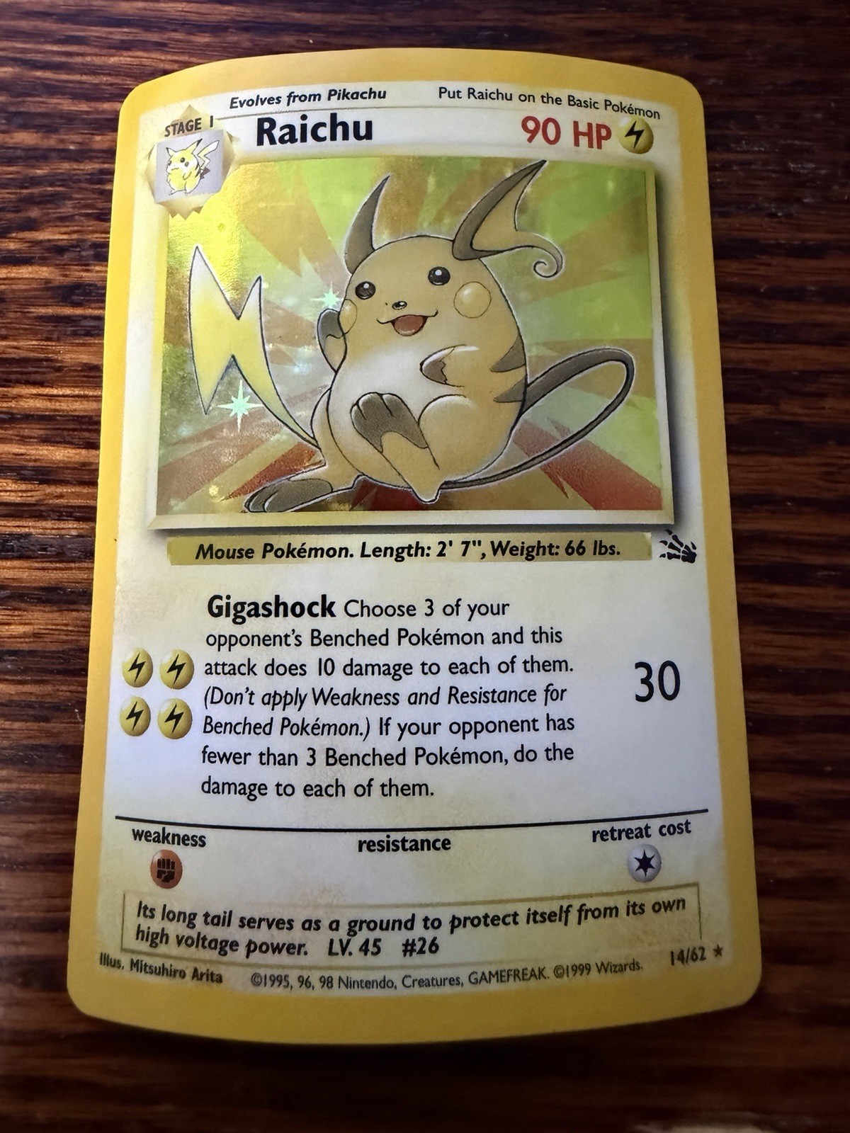 Raichu 14/62 Holo Fossil Pokemon Card TCG WOTC PL