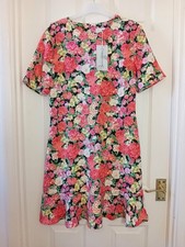 BNWT Warehouse multi-coloured floral peplum hem dress, UK 12