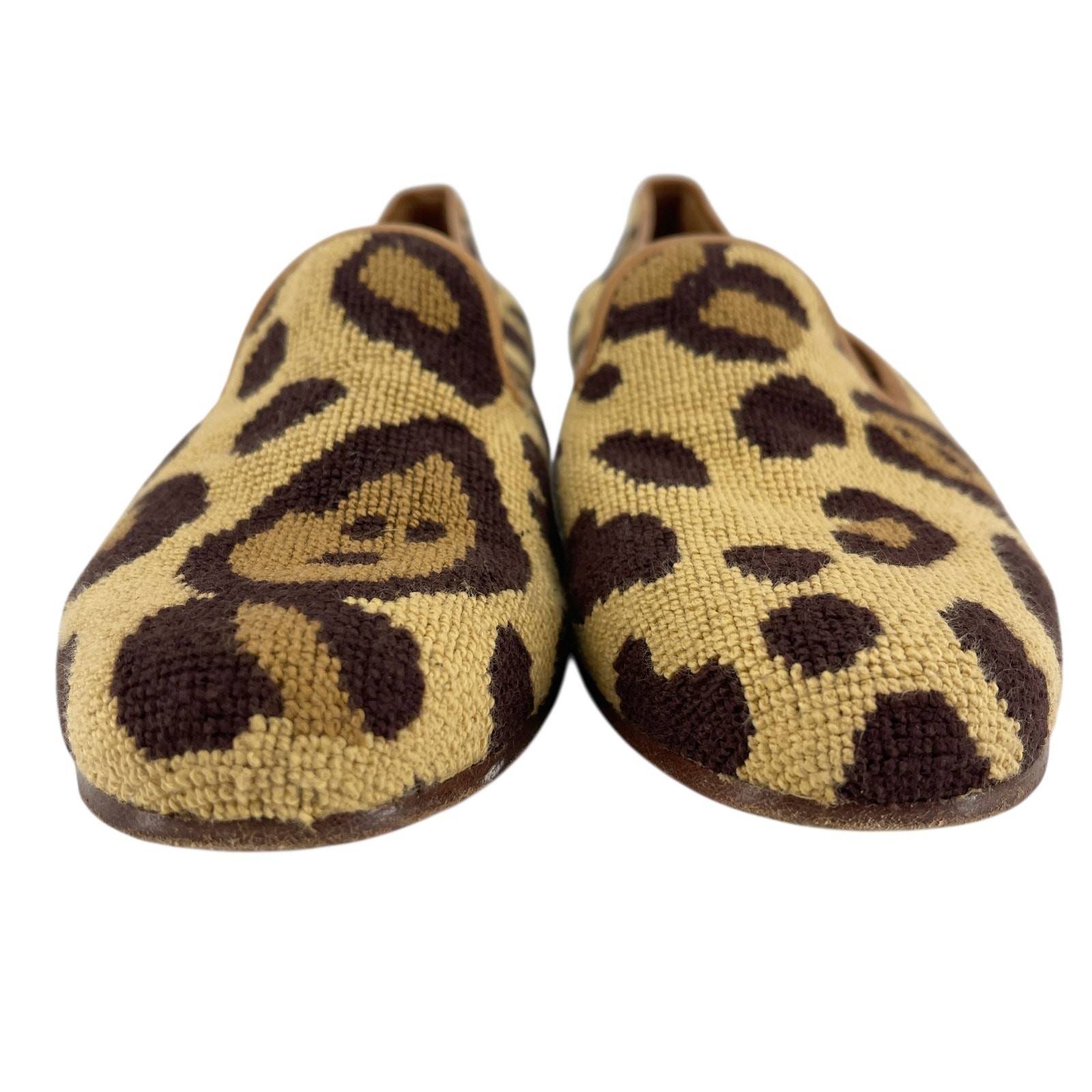 Stubbs & Wootton Palm Beach Felix Loafers Big Leopard Print Needlepoint 8.5