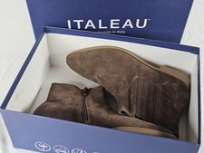 Italeau Lunella Nut Suede Leather Chelsea Bootie 38.5 Handmade Italy     w/ Box