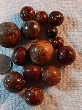 Vintage Bennington Clay Marbles 14 All Nice Largest .89 Inch Smallest .45 Inch