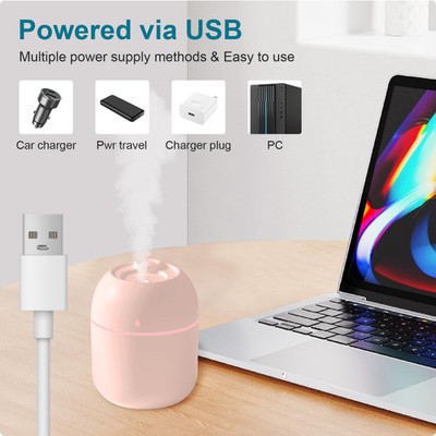 Car Humidifier Portable USB LED Home Mist Purifier Aroma Oil Diffuser 220ml US