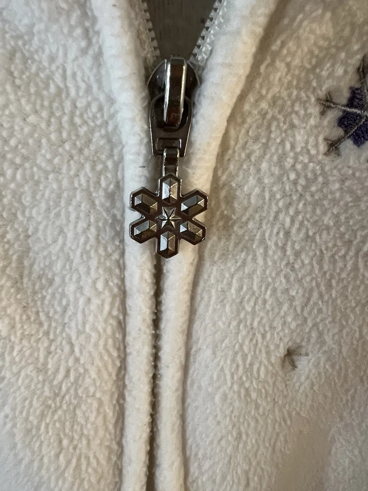 Croft & Barrow Women's Fleece Jacket 3XL Full Zip Cream Blue Snowflake Plus - Image 2 of 4