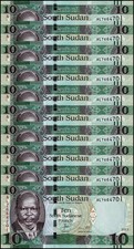 South Sudan 10 South Sudanese Pounds, 2015, P-12a, UNC X 10 PCS