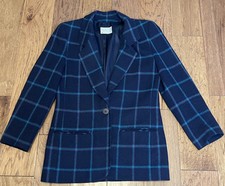 Miss Pendleton Virgin Wool Blazer Jacket Blue Plaid Made In USA. Sz 4