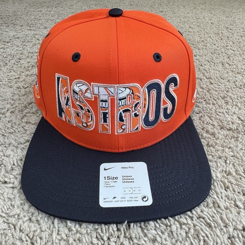 Houston Astros Hat Cooperstown Collection Nike Pro Side Patch Snapback Cap NWT - Picture 3 of 10