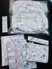    LoveShackFancy x Yoobi Target BLUE BUNDLE Backpack Pouch Notebook Folder Pen