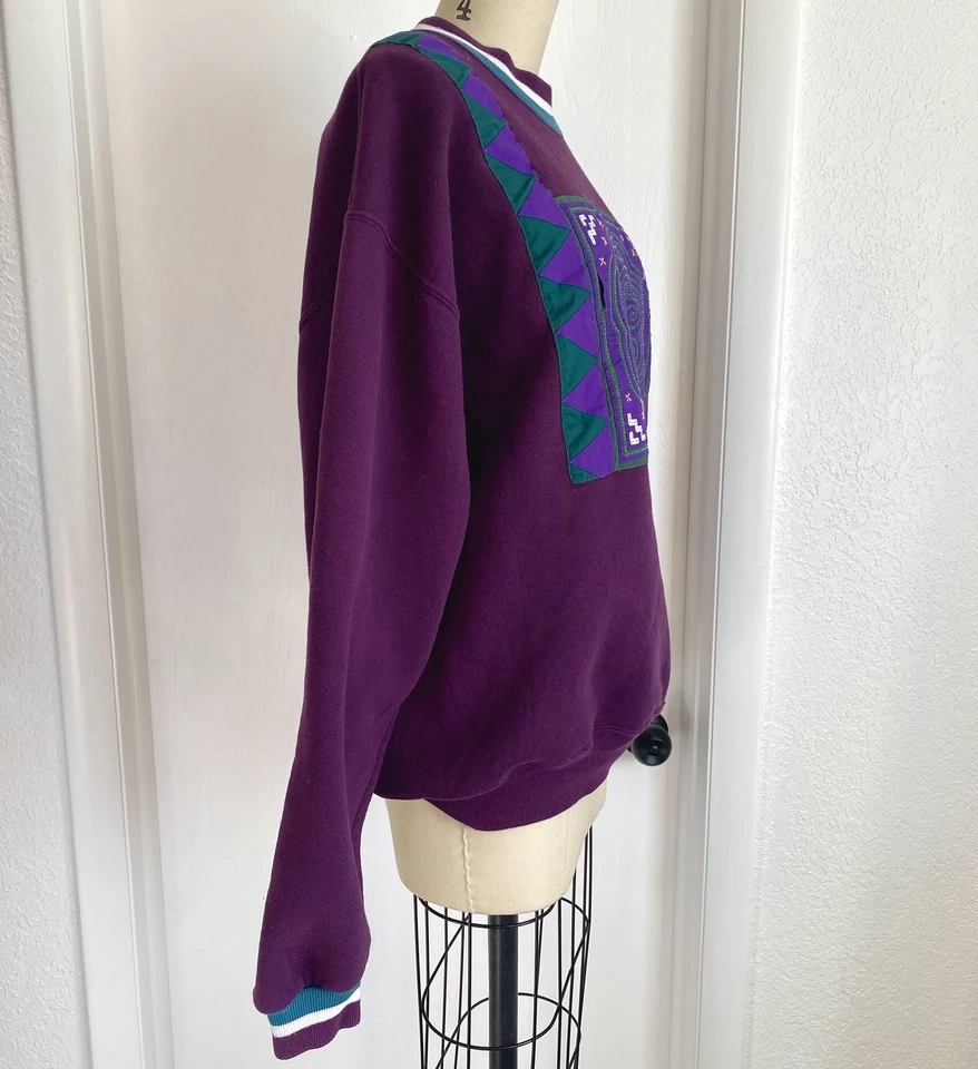 Sudadera Pullover Grande L Años 90 EE. UU. Acolchada Cottagecore Abuela Cottagecore De Colección Foto 3 de 4