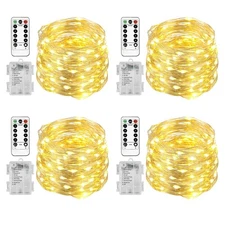 Homemory 4 Pack 20 Ft 60 LED Fairy Lights Battery Operated Christmas Lights w...
