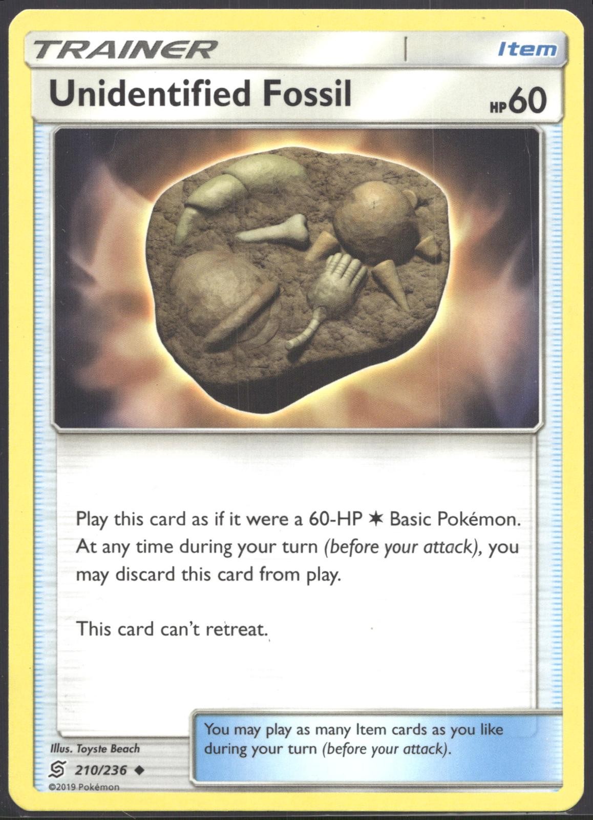 Unidentified Fossil 210/236 Unified Minds Pokemon Card 2019 Lightly Played