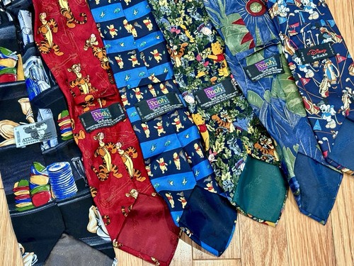 Lot Of 6 Disney Silk Ties Mickey Pooh Tigger 90’s Vintage Tie Rack - Picture 2 of 10