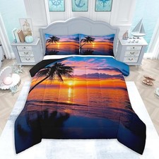 Sunset Beach Comforter Size Ocean Print Coastal Comforter Set King Orange Pink