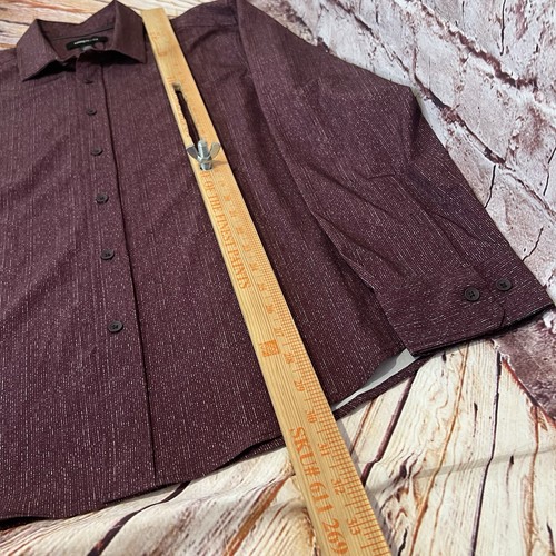 Kenneth Cole Herren weinrot Langarm Knopfleiste Stretch elegantes Freizeithemd XL - Bild 3 von 6
